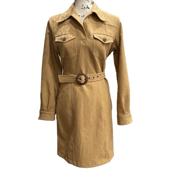 VTG RoccoBarocco Monogram Dress | Size 6 | Belted Soft Denim Button Down - Picture 3 of 15